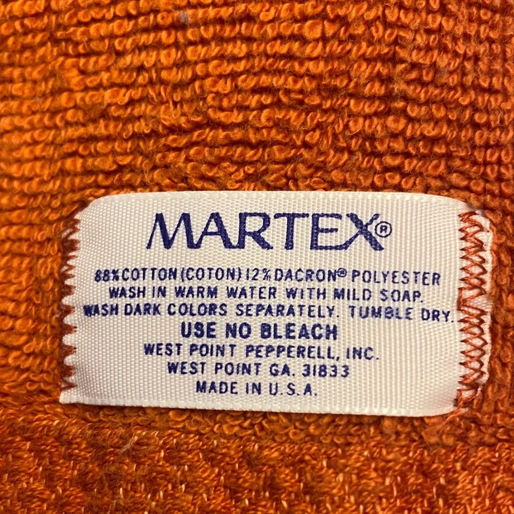 Vintage Martex Orange Tapestry Patterned Bath and Hand Towel